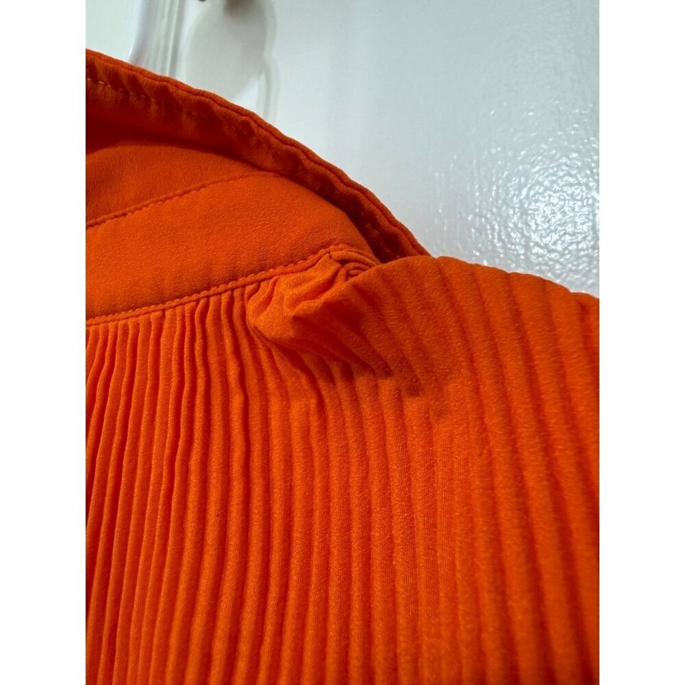 PrettyLittleThing Orange Ribbed Button-Front Blouse - Picture 7 of 8